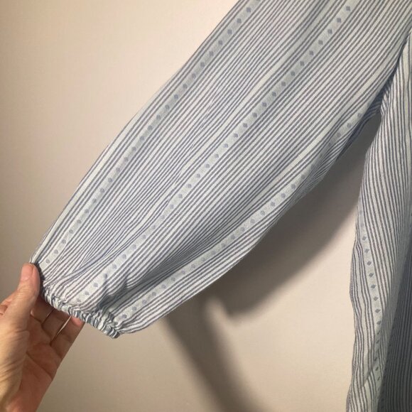 Womens New Directions Boho Striped Tunic Tie Neck Long Sleeve XL Blue Cotton Lyo - Picture 5 of 9